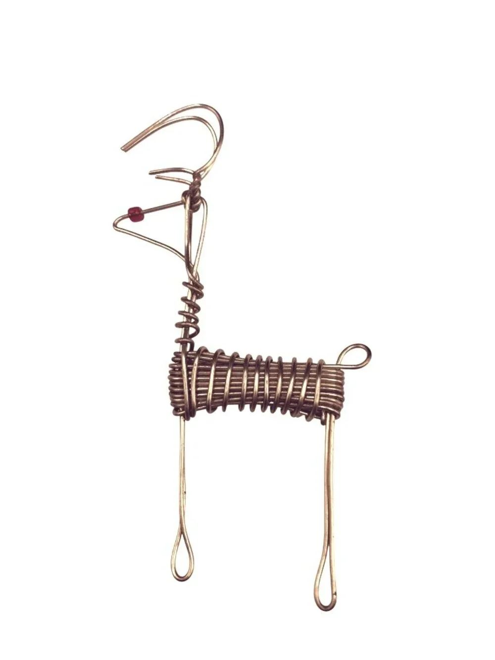 Handcrafted Gold Wire Reindeer Brooch Pin Unique Holiday Christmas Jewelry